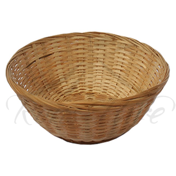Basket - Brown Bamboo Woven Large Round Bread Basket