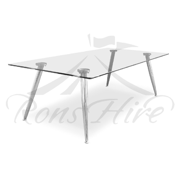 Table - Glass/Metal Amber Rectangular Coffee Table