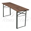 Table - Dark Wooden/Metal Beerfest Folding 2.2 x 0.52m Rectangular Table