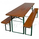 Beerfest Set - Dark Wooden/Metal Beerfest Folding 2.2 x 0.52m Rectangular Table & Benches
