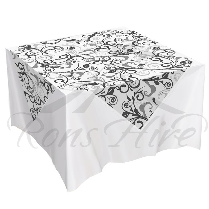 Overlay - Black & White Damask 1.5m x 1.5m Square Overlay