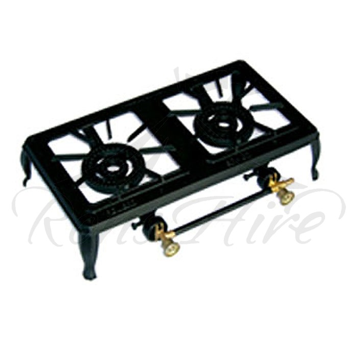 Cooker - Black Cast Iron Gas 3 Ring Rectangular Cooker