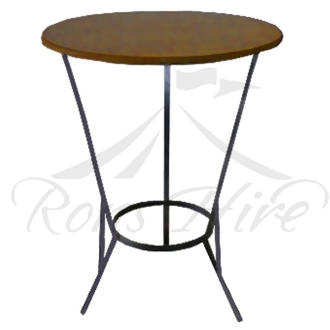 Table - Dark Brown Wooden Cocktail 0.9m Round Table with Steel Legs