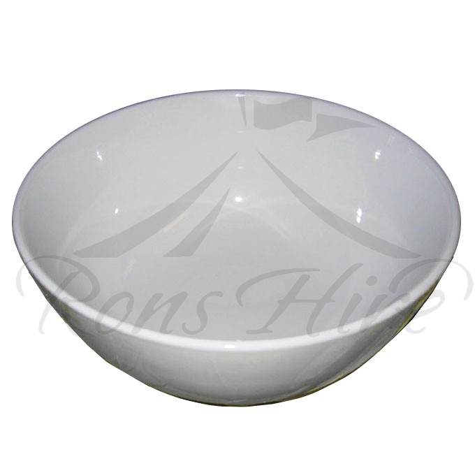 Bowl - White Ceramic Plain Large Round Salad Bowl